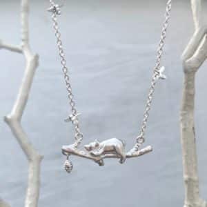 Silver Bear & Honey Bee Necklace