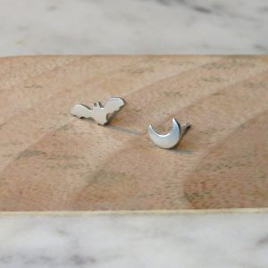 Bat and Moon Ear Studs