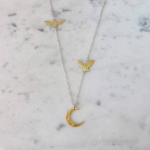 Bat and Crescent Moon Necklace