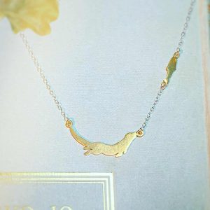 Silver and Gold Vermeil Otter & Fish Necklace