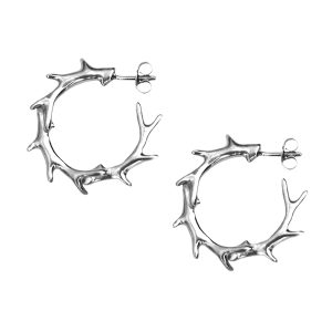 Silver antler hoop earrings