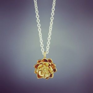 Big Succulent Pendant - Silver and Gold Vermeil