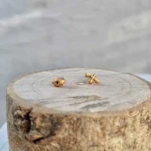 Gold Vermeil Honey Bee and Hive Ear Studs