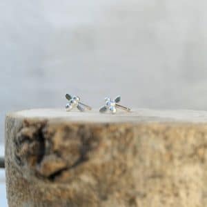 Silver Honey Bee Ear Studs