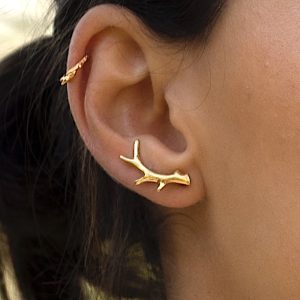 Gold vermeil antler ear climber