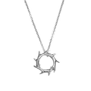 Silver antler circle pendant
