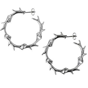 Silver or Gold Vermeil Medium Antler Hoop Earrings