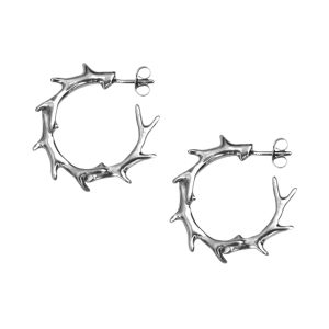 Silver or Gold Vermeil Small Antler Hoop Earrings