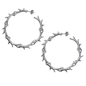 Silver Big Antler Hoop Earrings