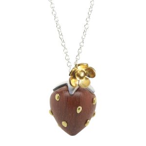 Big Strawberry and Flower Pendant