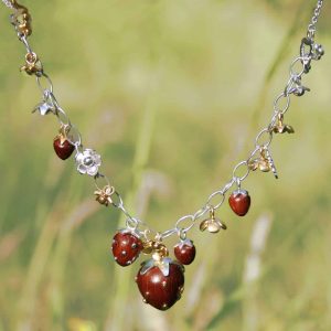 Interchangeable Botanical Strawberry Necklace and Bracelet