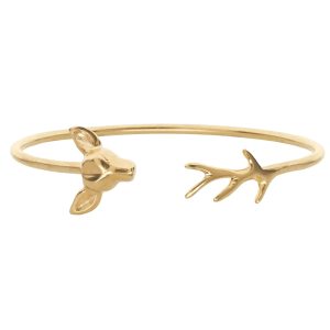 Silver or Gold Vermeil Deer & Antler Torque Bangle
