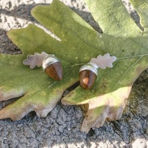 Acorn and Leaf Stud Earrings