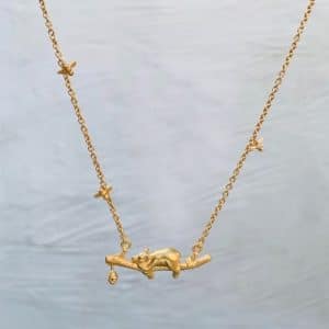 Gold Vermeil Bear & Honey Bee Necklace