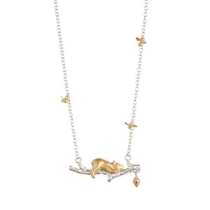 Silver and Gold Vermeil Bear & Honey Bee Necklace