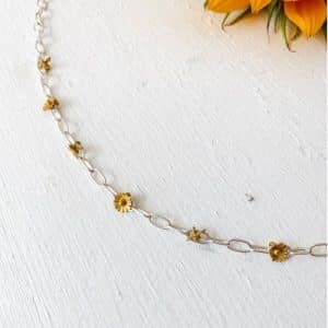 Sunflower and Bee Chain Necklace