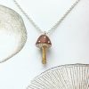 wood silver and gold vermeil fly agaric toadstool necklace