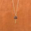 Gold and oak wood lucky forager mushroom pendant necklace