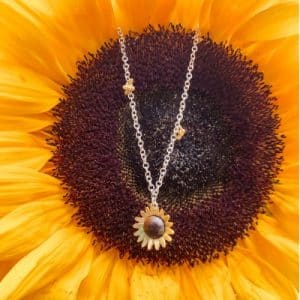 Sunflower and Bees Necklace