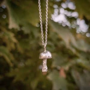 Small Silver Mushroom Pendant
