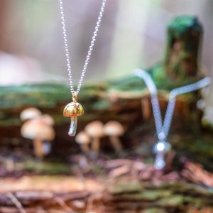 Silver and gold mushroom pendants