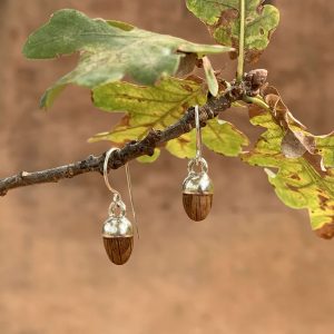 Mini Oak and Silver Acorn Earrings