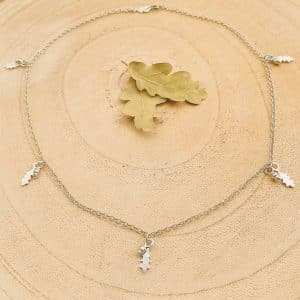 Mini Acorn and Leaf Charm Necklace