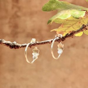 Oak Leaf Hoop Earrings