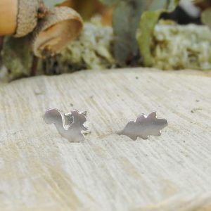 Squirrel and Oak Leaf Mismatched Ear Studs