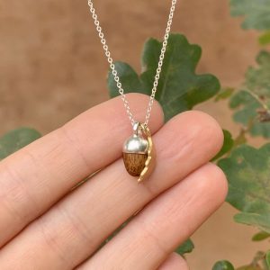 Mini Acorn and Leaf Pendant