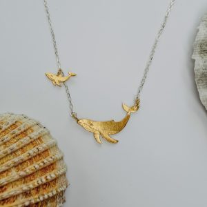Medium Whale with Baby Necklace