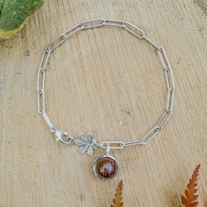 Wood and Silver Conker and Chestnut Leaf Bracelet