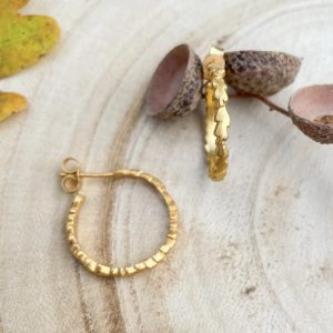 Oak Leaf Wreath Hoop Earrings