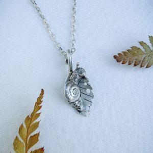 Snail on Leaf Pendant