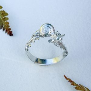 Adjustable Snail and Fern ring