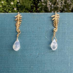 Fern Moonstone Dew Drop Earrings