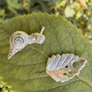 Snail and Bitten Leaf ear studs